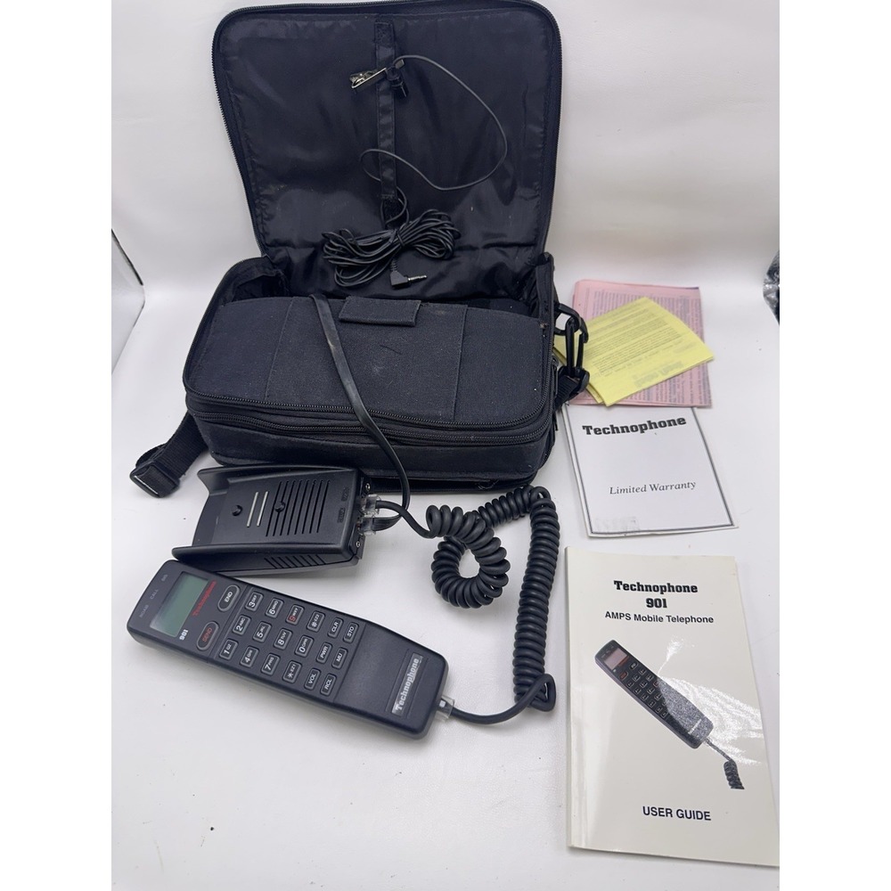 Vintage Technophone 901 Car Phone Kit Nokia Cradle Transceiver Case Movie‎ Prop